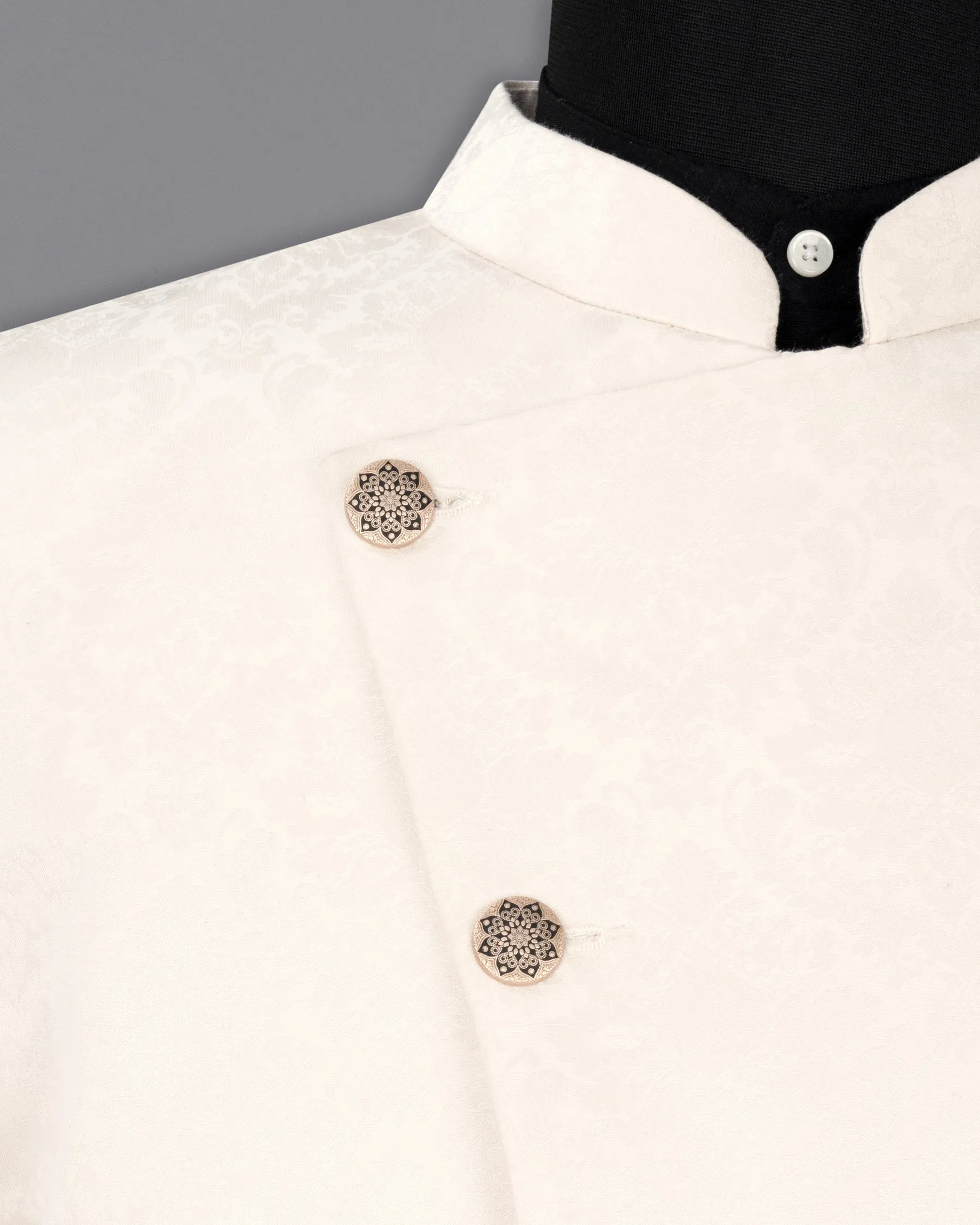 Desert Storm Jacquard Textured Cross Buttoned Bandhgala Designer Blazer