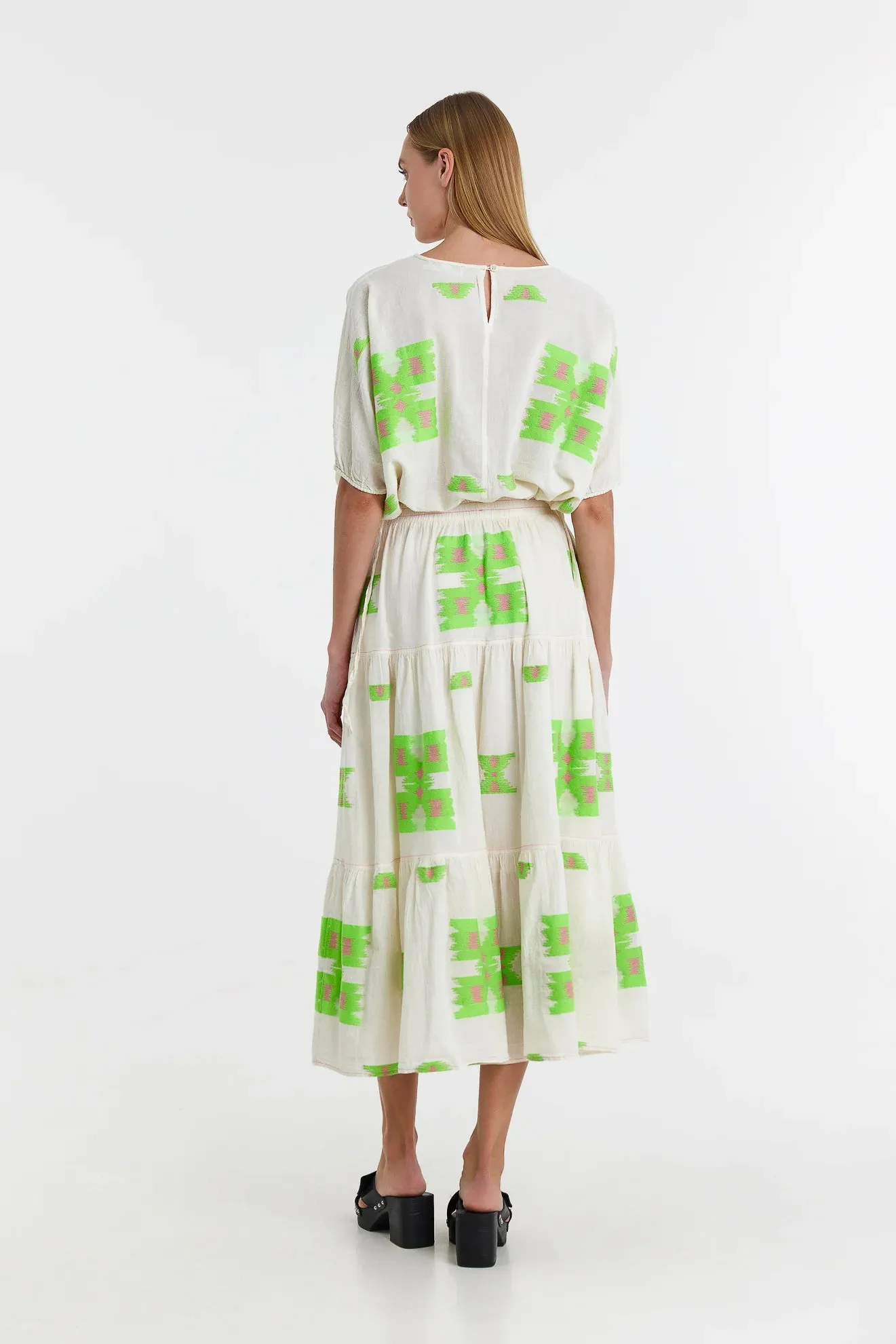 Devotion Twins Ilokali Long Skirt - Green/Fushia