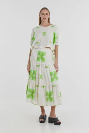 Devotion Twins Ilokali Long Skirt - Green/Fushia