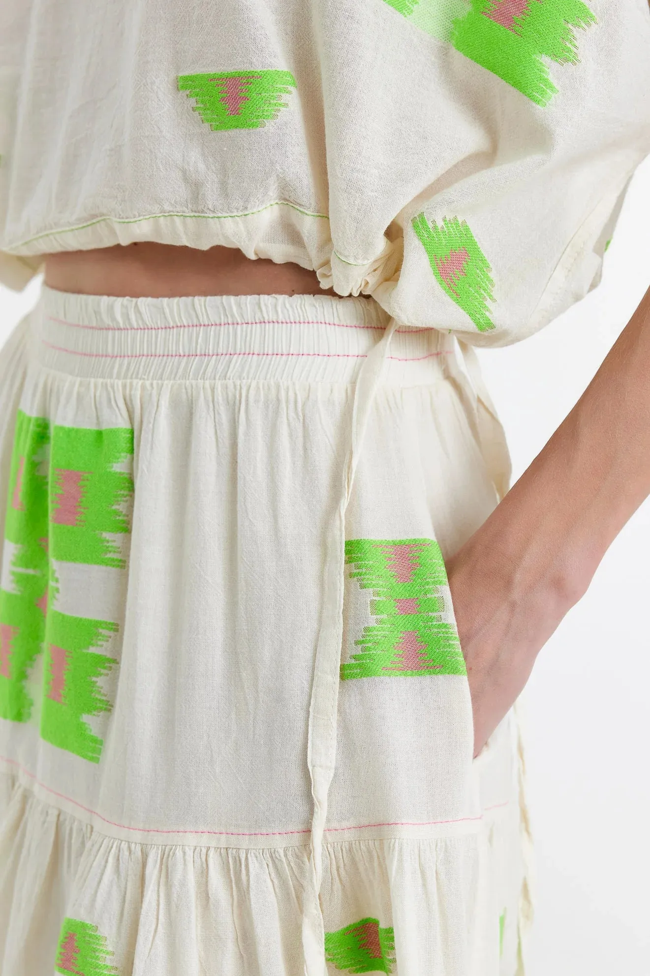 Devotion Twins Ilokali Long Skirt - Green/Fushia