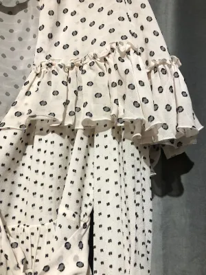 Diane Von Furstenberg "Martina" White Wrap Long Sleeve Dress with Black Polka Dots