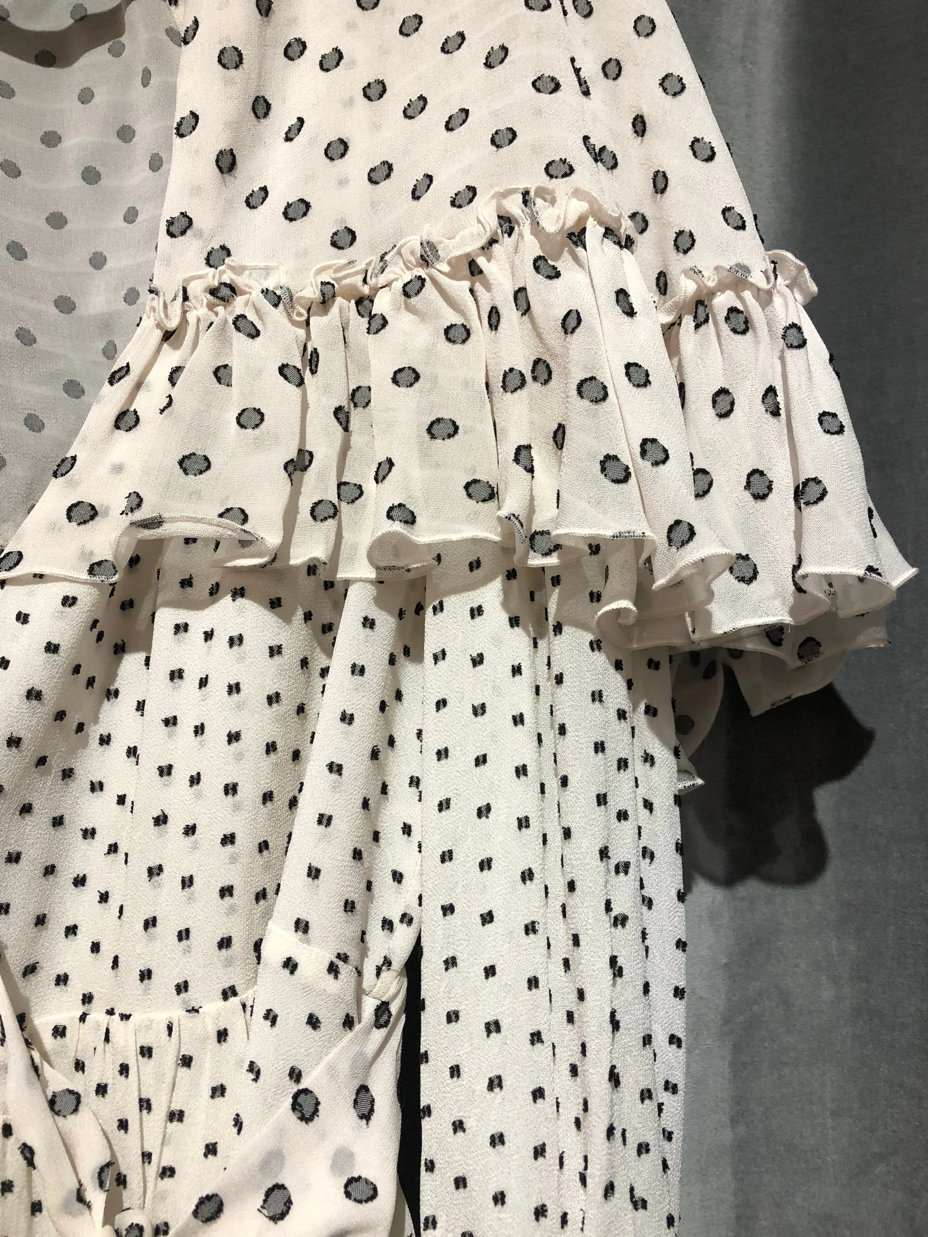 Diane Von Furstenberg "Martina" White Wrap Long Sleeve Dress with Black Polka Dots