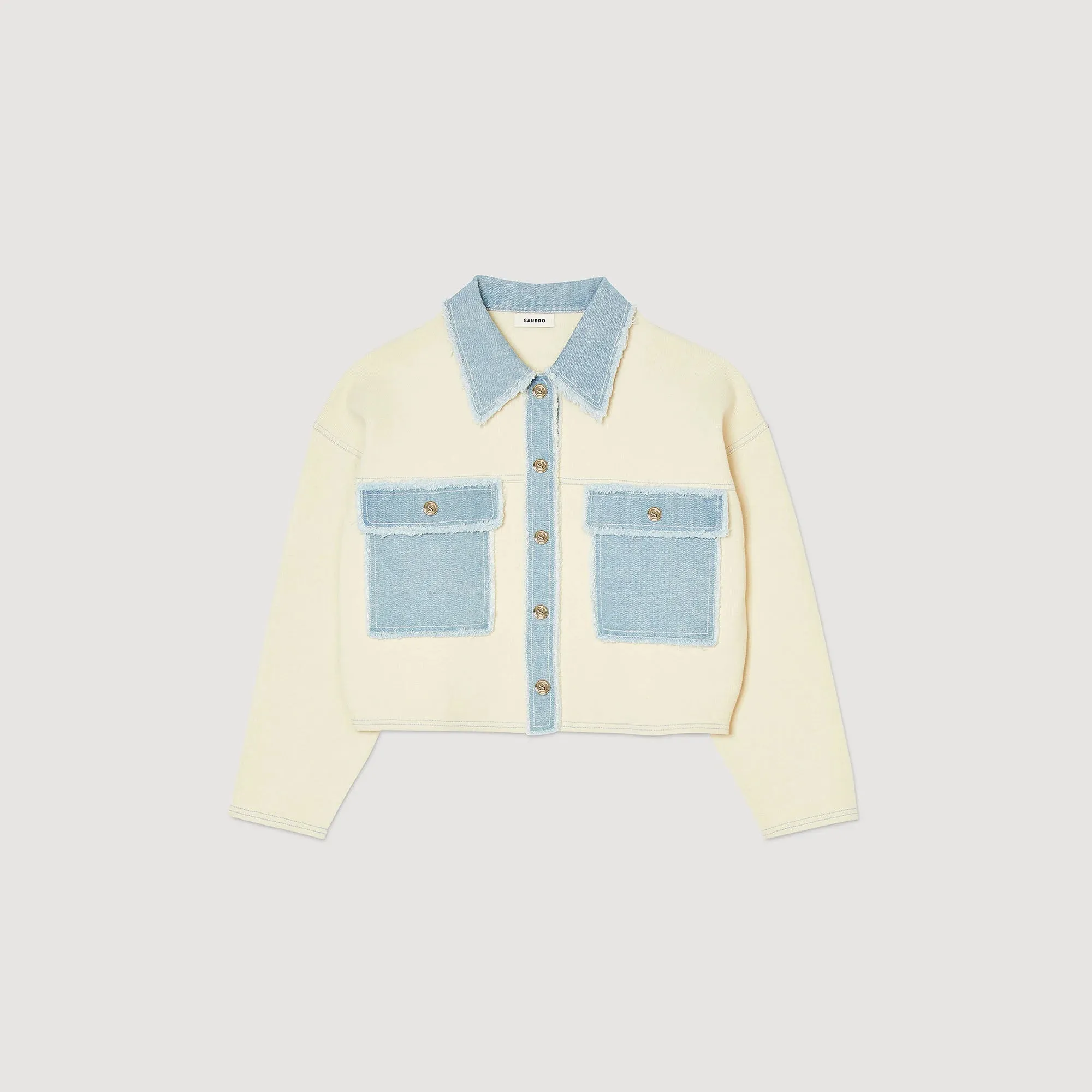 Dolly Oversized Dual-Material Coatigan Ecru