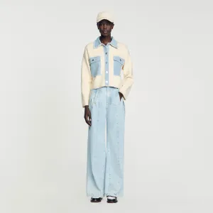 Dolly Oversized Dual-Material Coatigan Ecru
