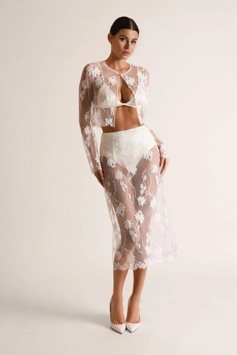 Dominique Midi Skirt Ivory