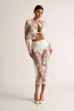 Dominique Midi Skirt Ivory