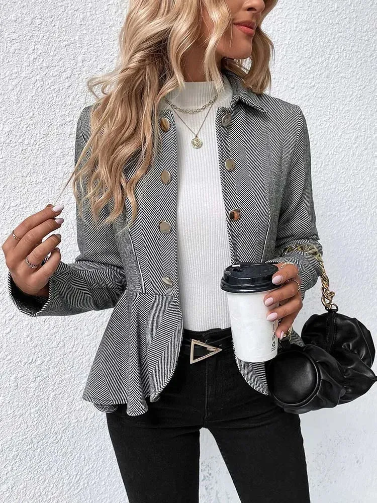 Double-Breasted Peplum Blazer for Chic Layers
