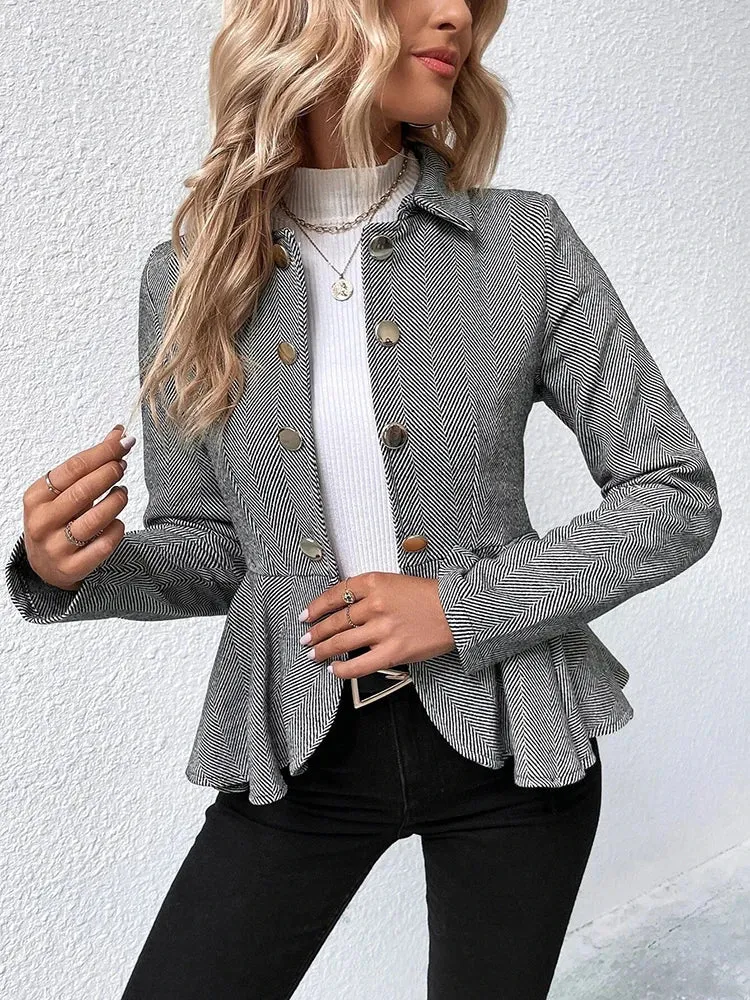 Double-Breasted Peplum Blazer for Chic Layers