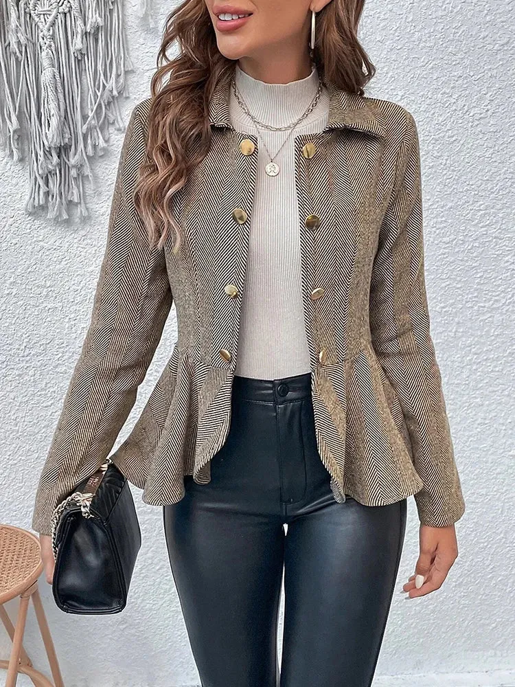Double-Breasted Peplum Blazer for Chic Layers