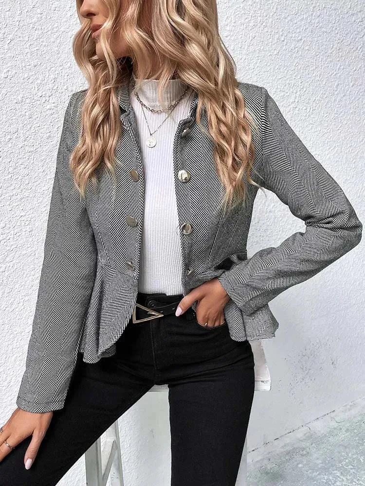 Double-Breasted Peplum Blazer for Chic Layers
