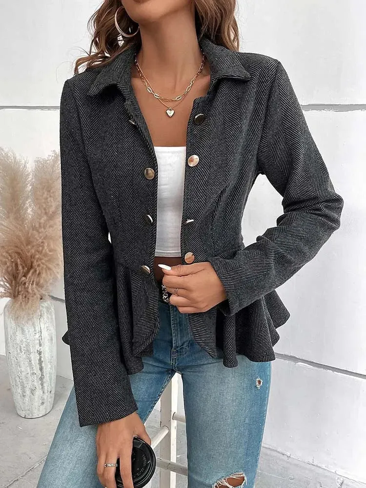 Double-Breasted Peplum Blazer for Chic Layers