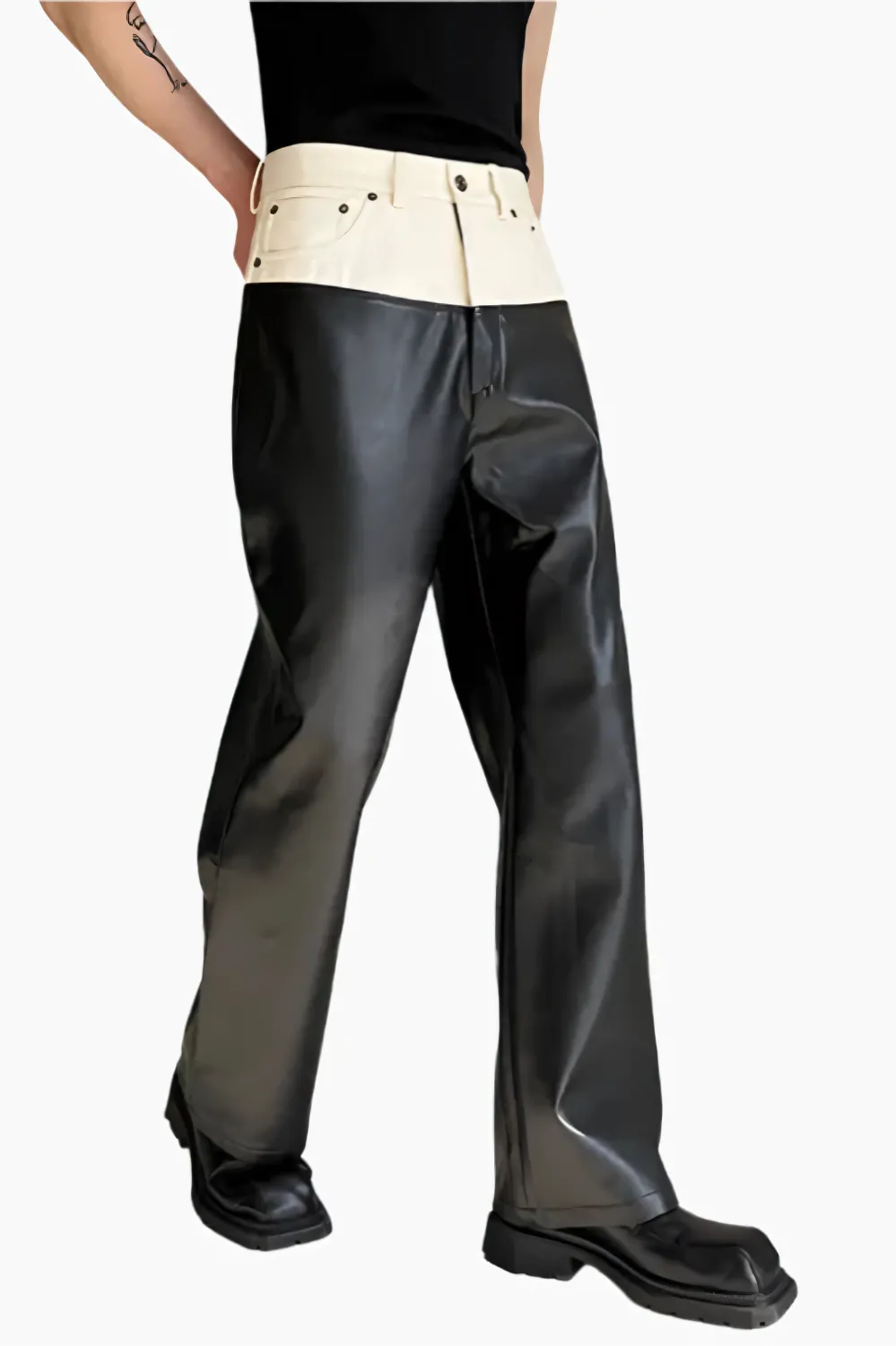 Dual-Tone Straight Leg Pants