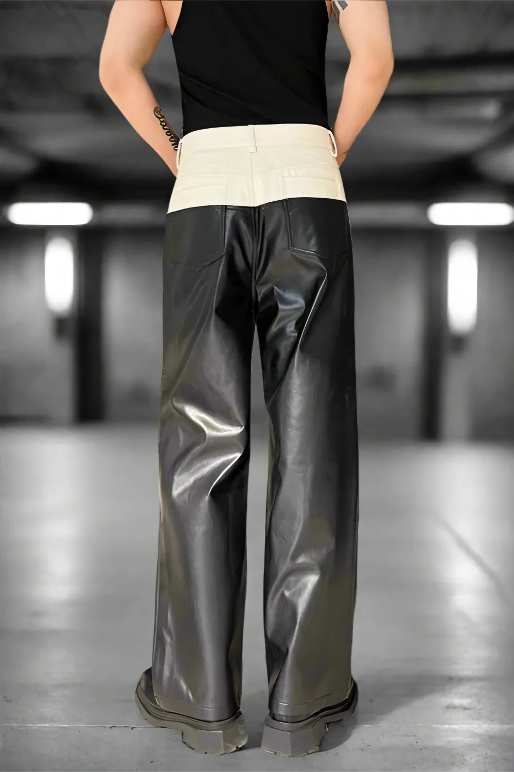 Dual-Tone Straight Leg Pants