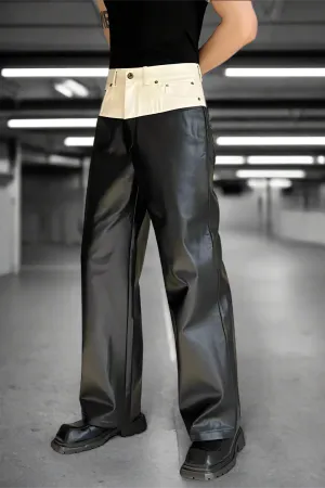 Dual-Tone Straight Leg Pants