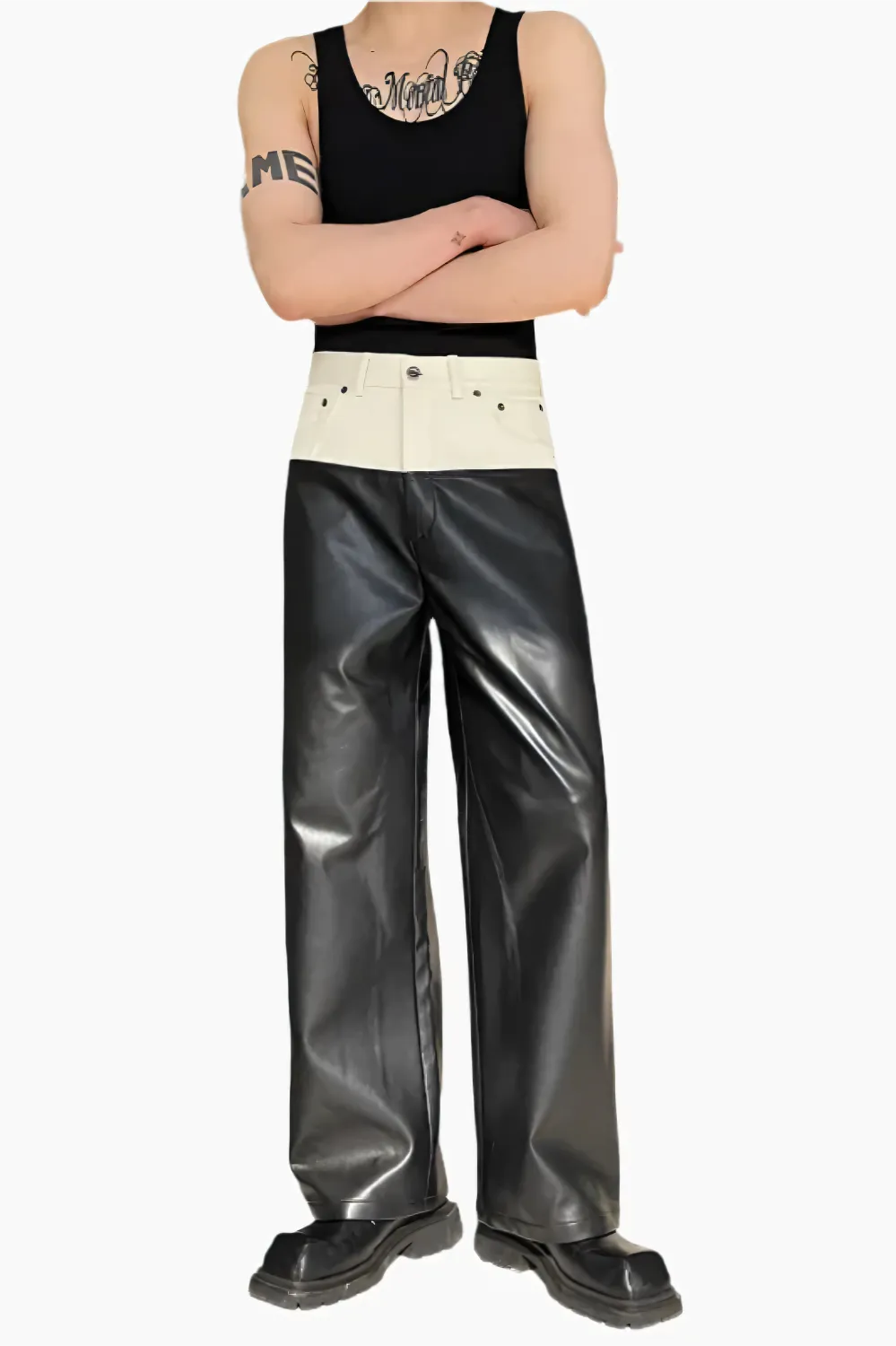 Dual-Tone Straight Leg Pants