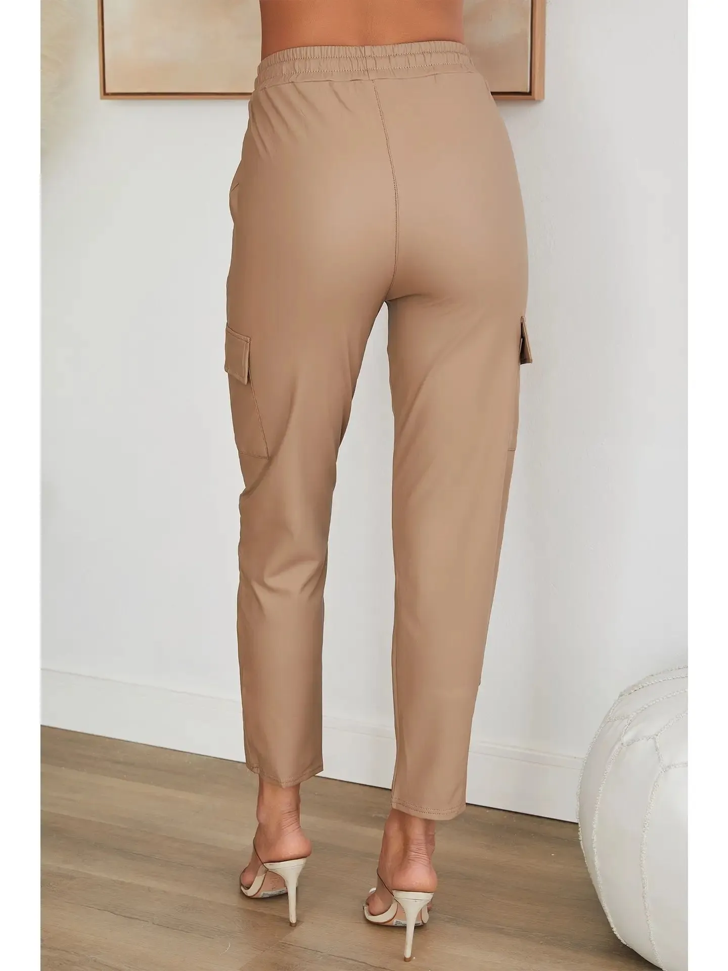 Elastic Waistband Cargo Straight Leg Pants