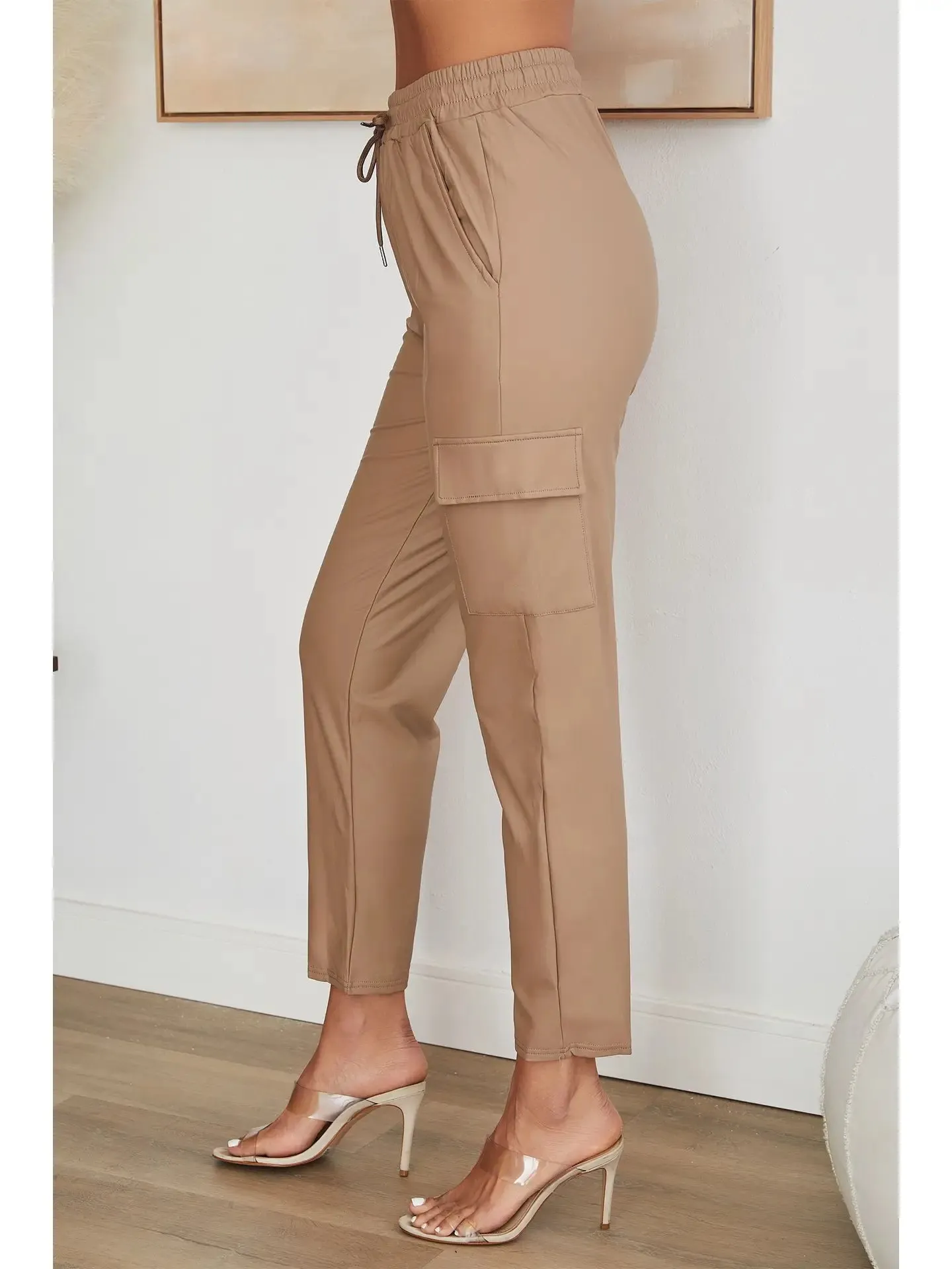 Elastic Waistband Cargo Straight Leg Pants