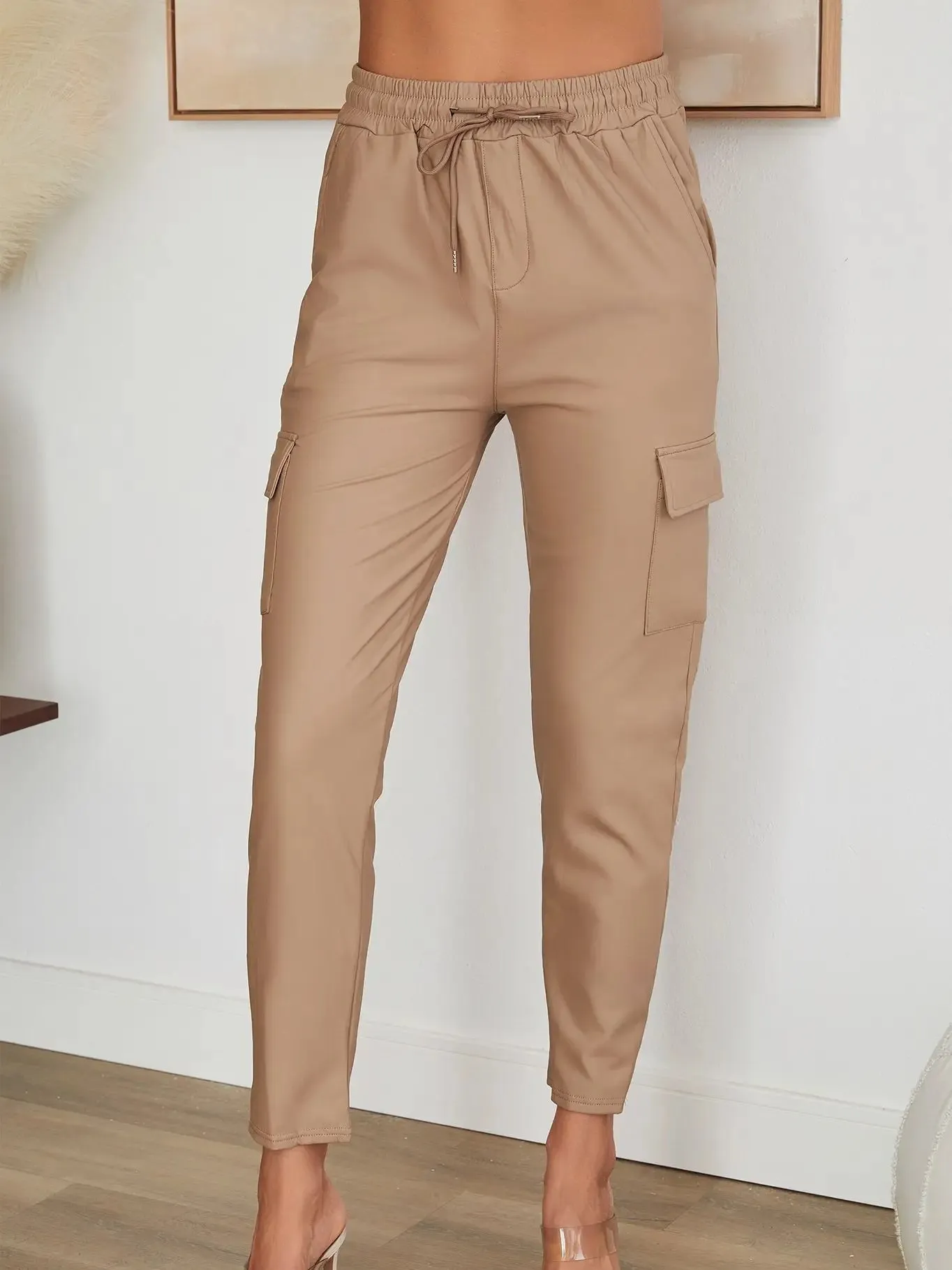 Elastic Waistband Cargo Straight Leg Pants