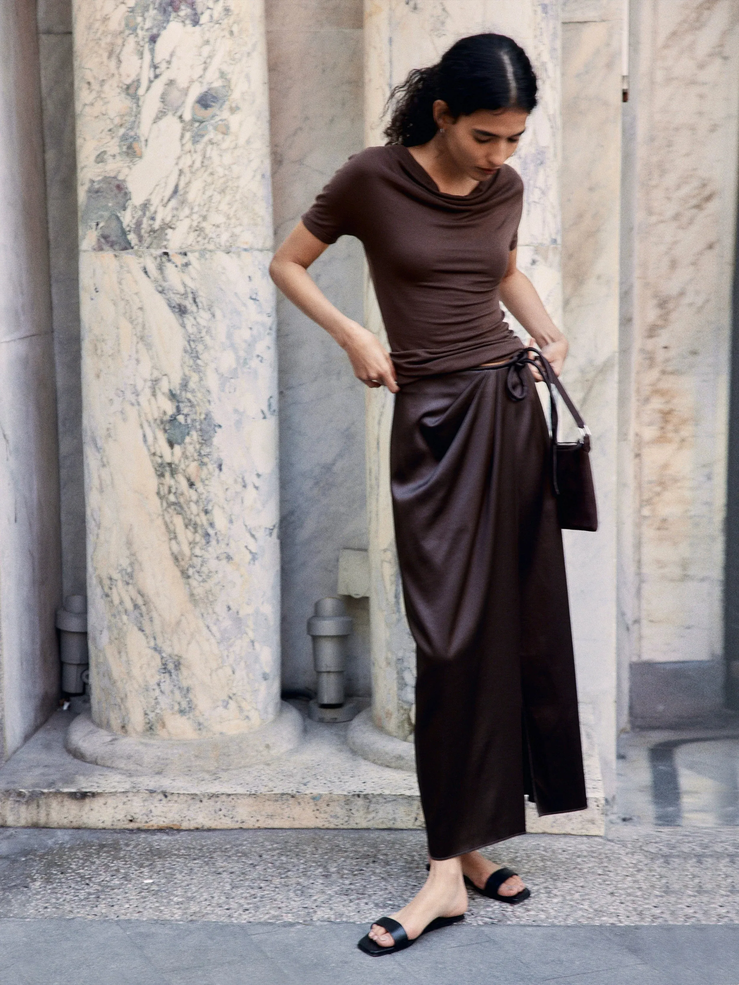 Elegant Satin Wrap Skirt
