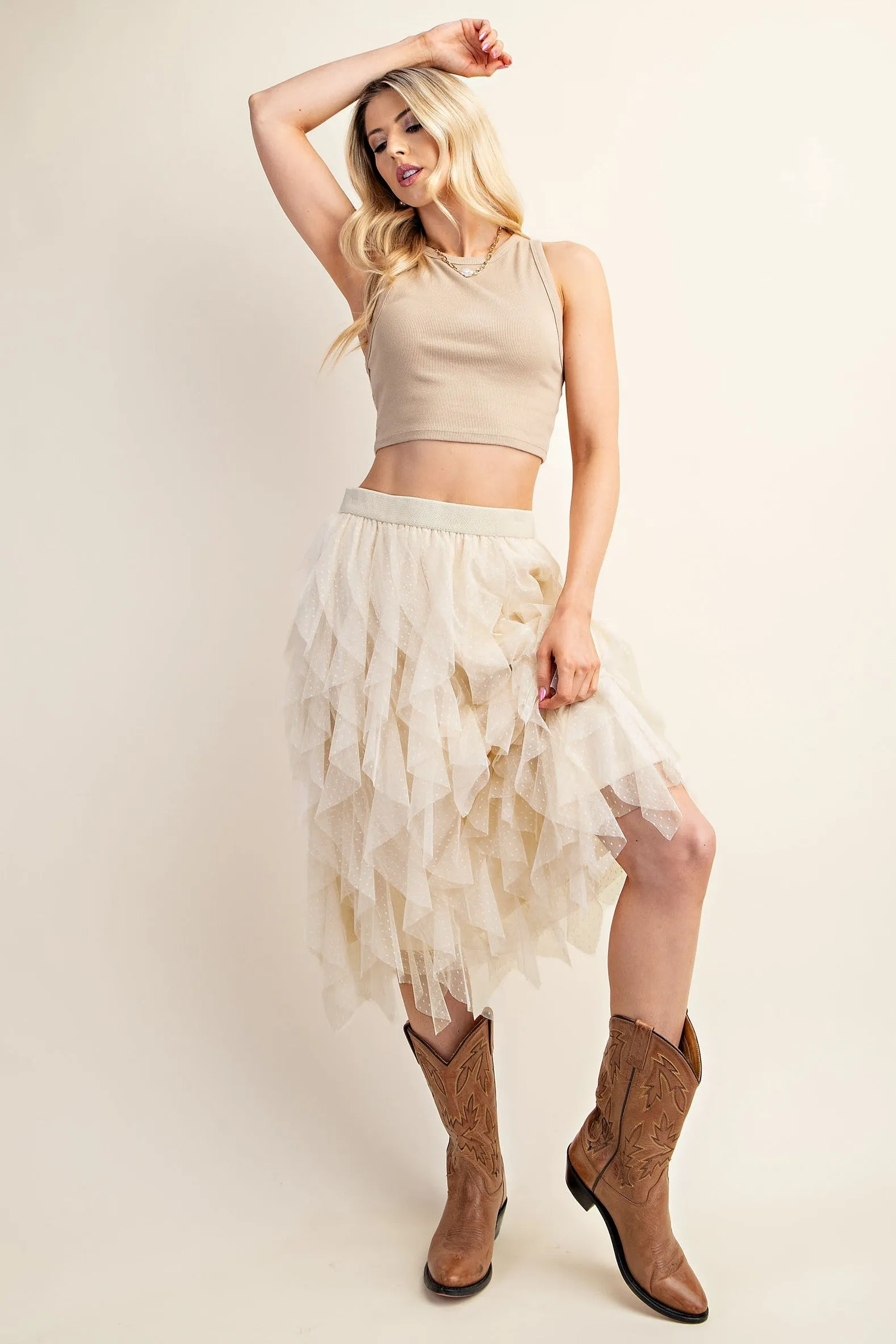Embellished Tulle Layered Midi Skirts TA2011