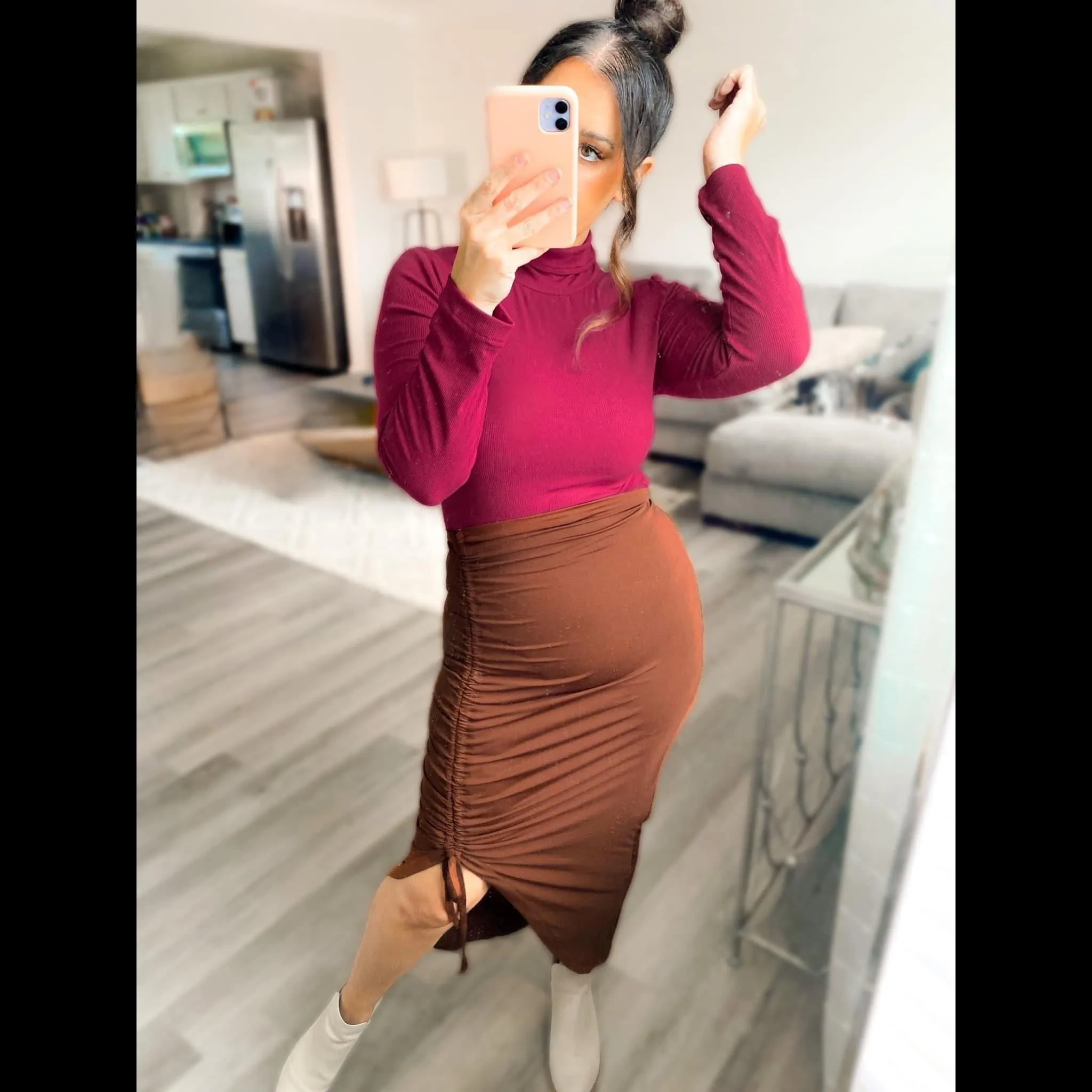 Emily Everyday Ribbed Knit Bodysuit in Berry