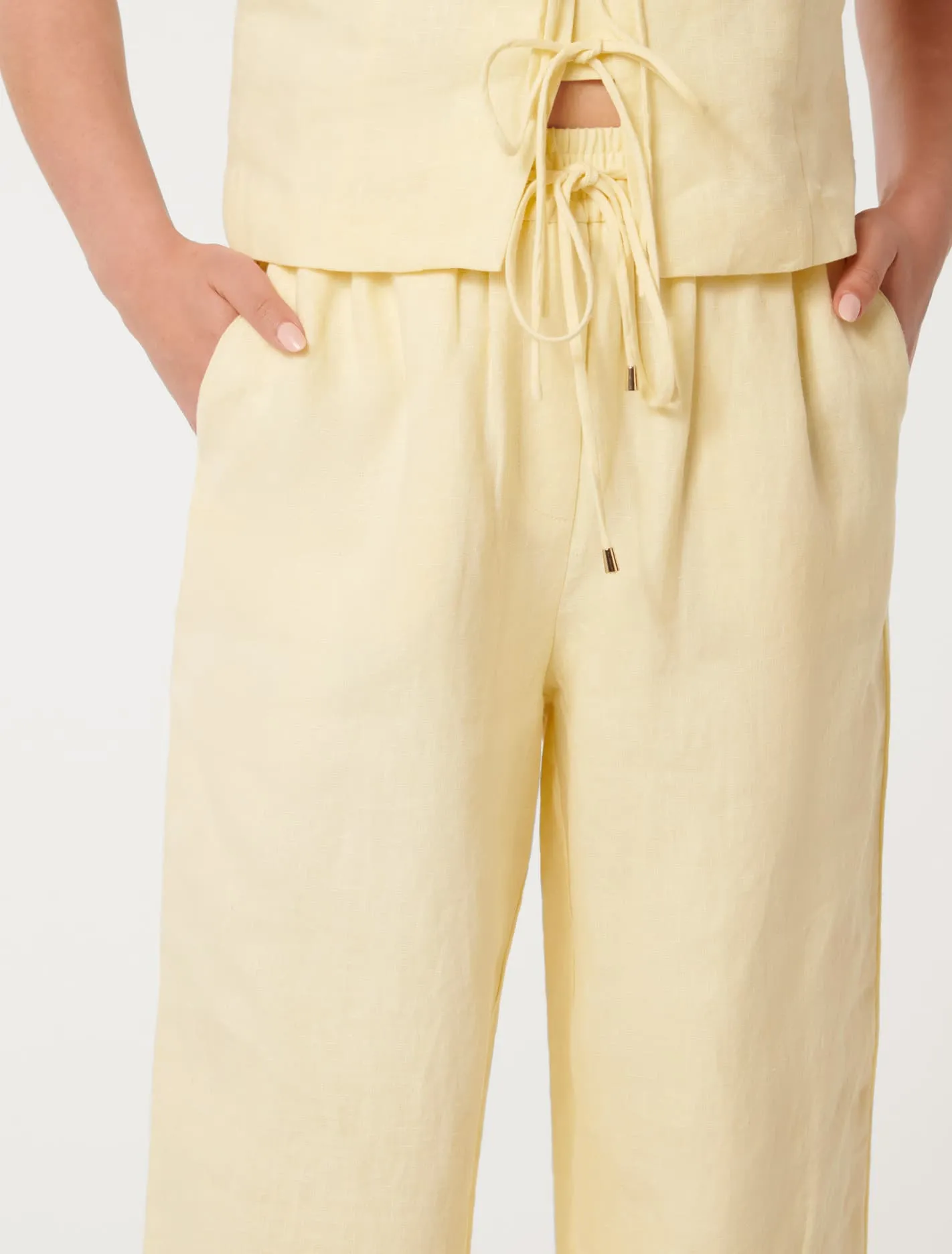 Erin Linen Drawstring Straight Leg Pants
