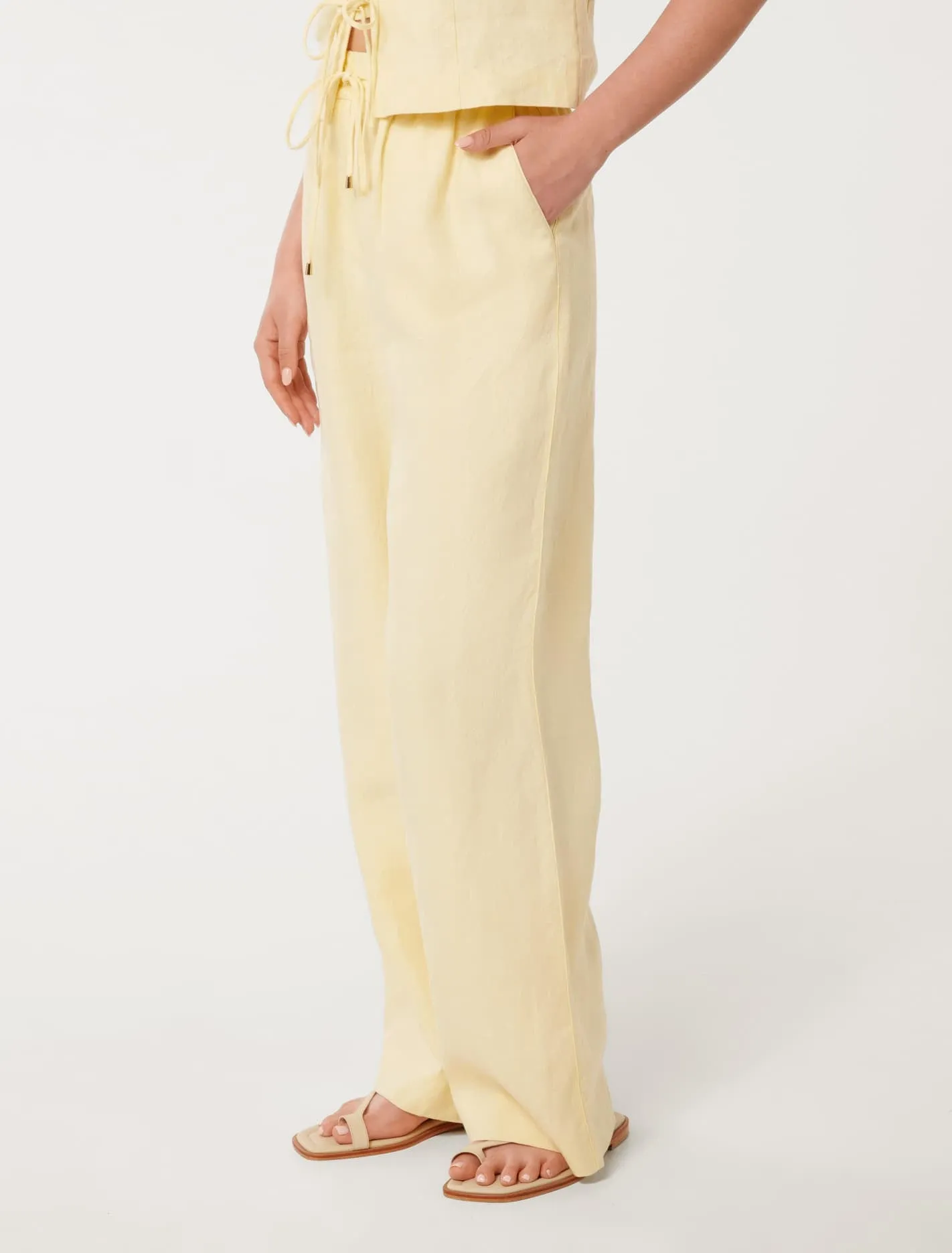 Erin Linen Drawstring Straight Leg Pants