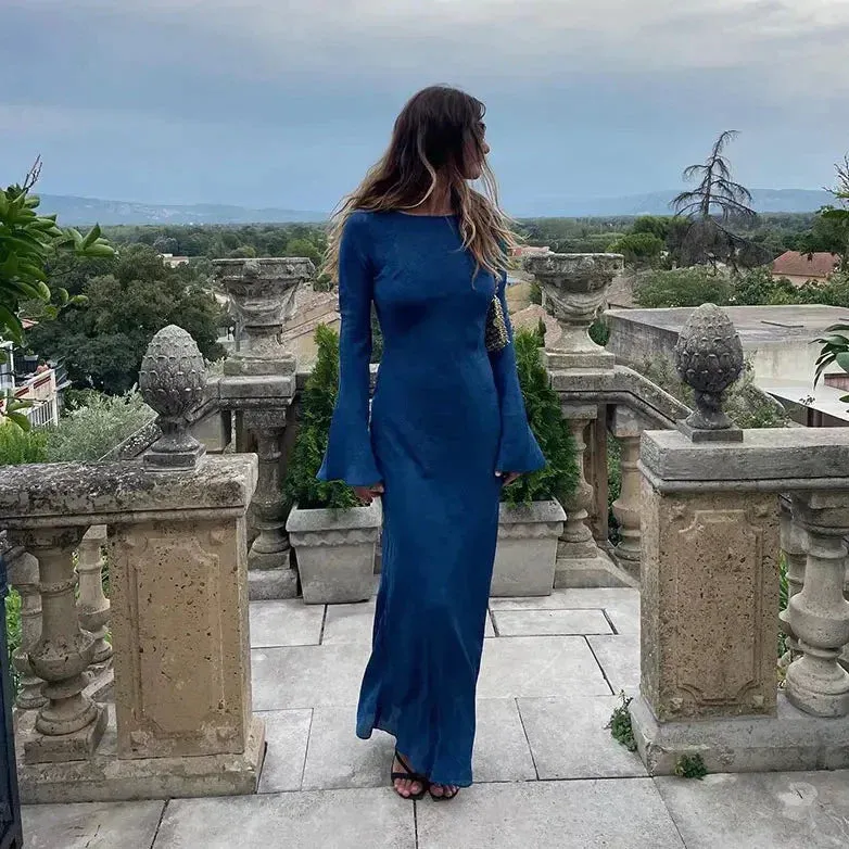 Eudora - Long sleeve maxi dress with trumpet.