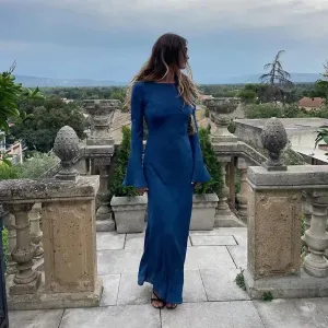 Eudora - Long sleeve maxi dress with trumpet.