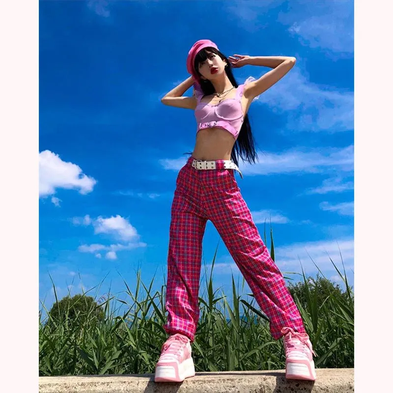 [@e.unjee] "HARAJUKU PLAID CHAIN" STRAIGHT PANTS K060706