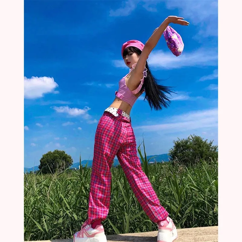 [@e.unjee] "HARAJUKU PLAID CHAIN" STRAIGHT PANTS K060706