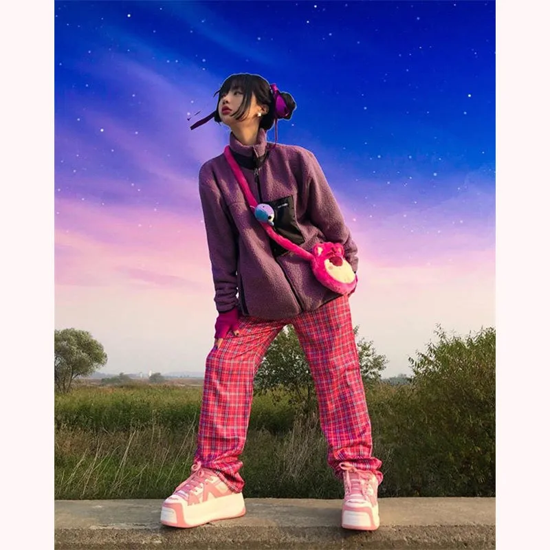[@e.unjee] "HARAJUKU PLAID CHAIN" STRAIGHT PANTS K060706