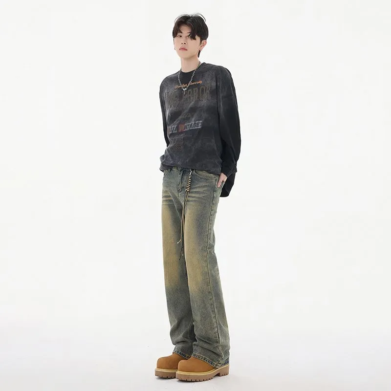 Faded Straight Leg Jeans Perfect for Casual Men's Outfits