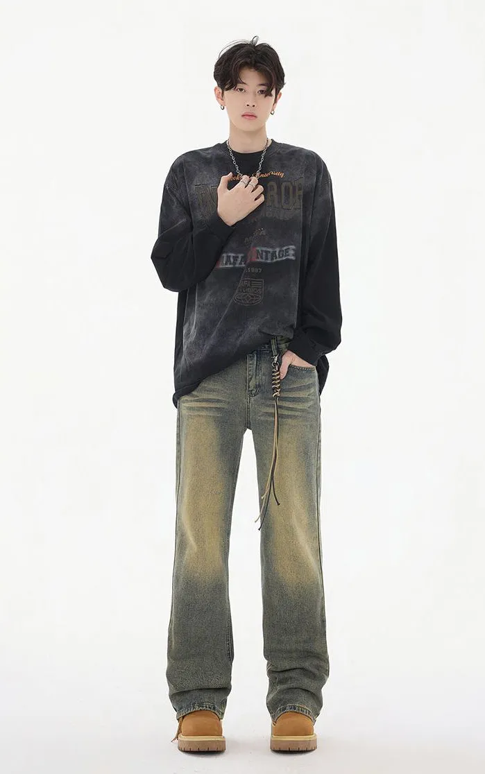 Faded Straight Leg Jeans Perfect for Casual Men's Outfits