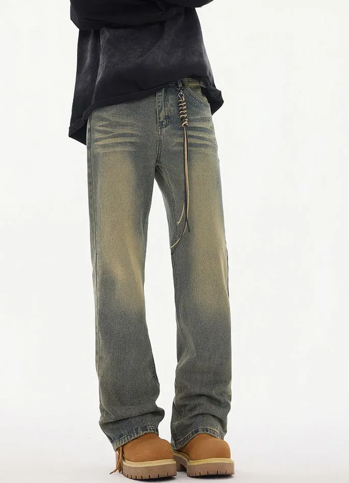 Faded Straight Leg Jeans Perfect for Casual Men's Outfits