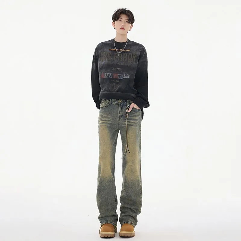 Faded Straight Leg Jeans Perfect for Casual Men's Outfits