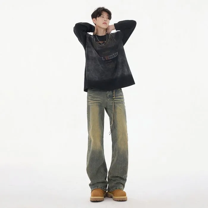 Faded Straight Leg Jeans Perfect for Casual Men's Outfits