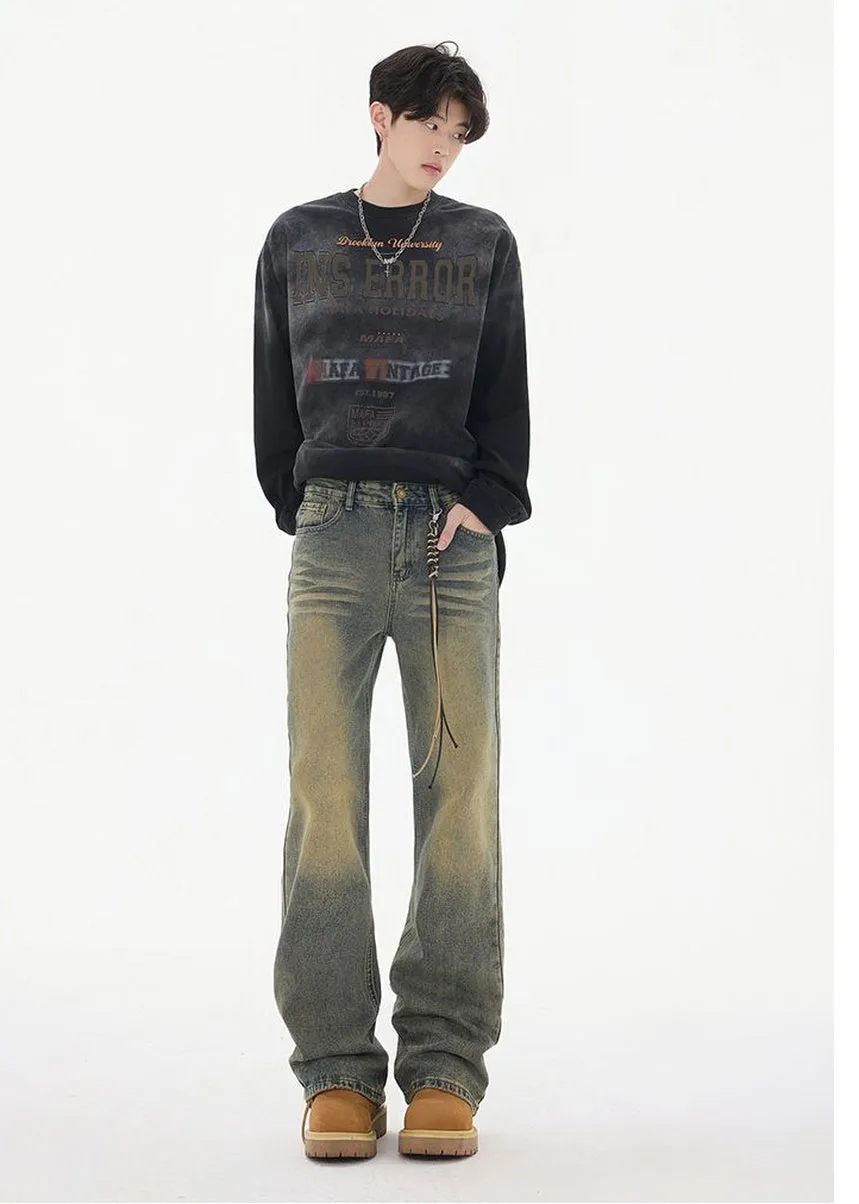 Faded Straight Leg Jeans Perfect for Casual Men's Outfits
