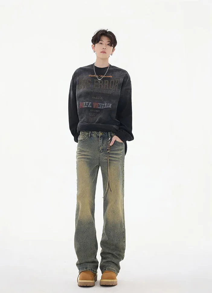 Faded Straight Leg Jeans Perfect for Casual Men's Outfits
