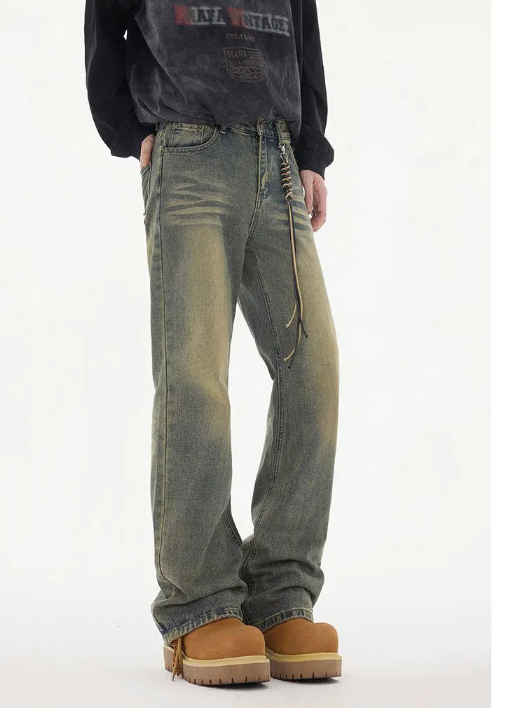 Faded Straight Leg Jeans Perfect for Casual Men's Outfits