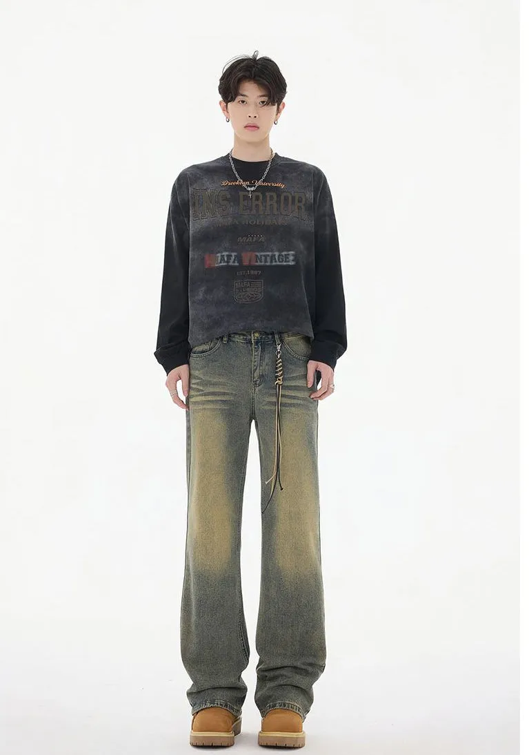 Faded Straight Leg Jeans Perfect for Casual Men's Outfits
