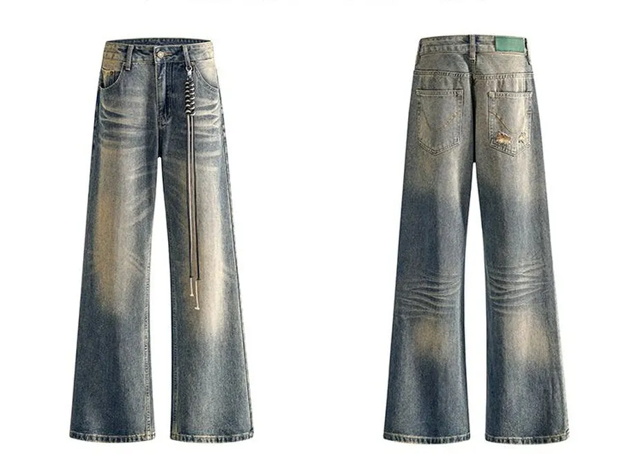 Faded Straight Leg Jeans Perfect for Casual Men's Outfits