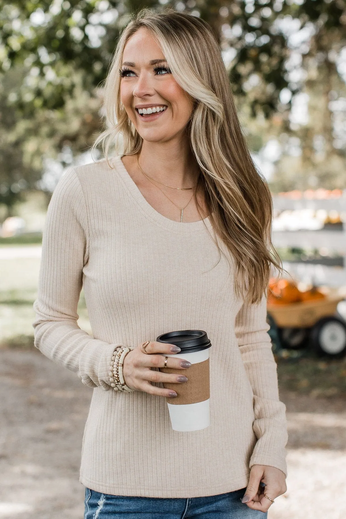 Finding Myself Ribbed Knit Top- Cream