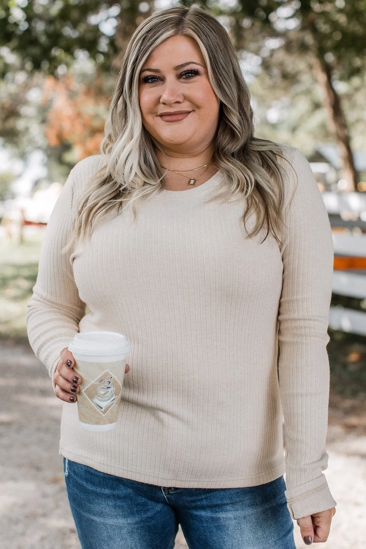 Finding Myself Ribbed Knit Top- Cream