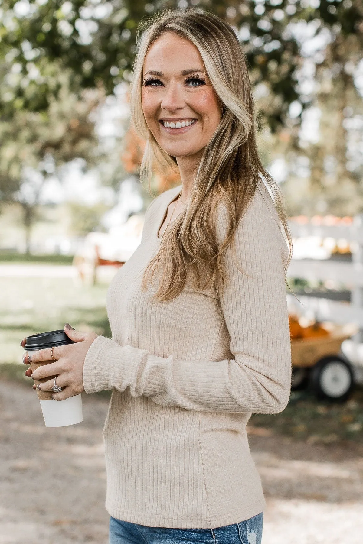 Finding Myself Ribbed Knit Top- Cream