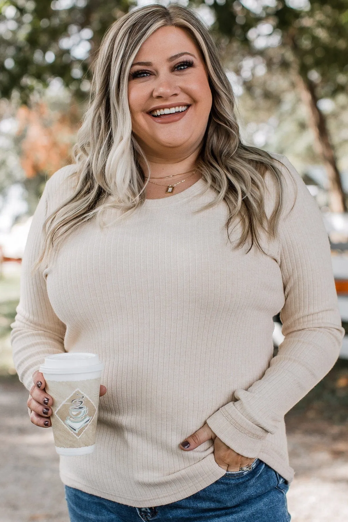 Finding Myself Ribbed Knit Top- Cream