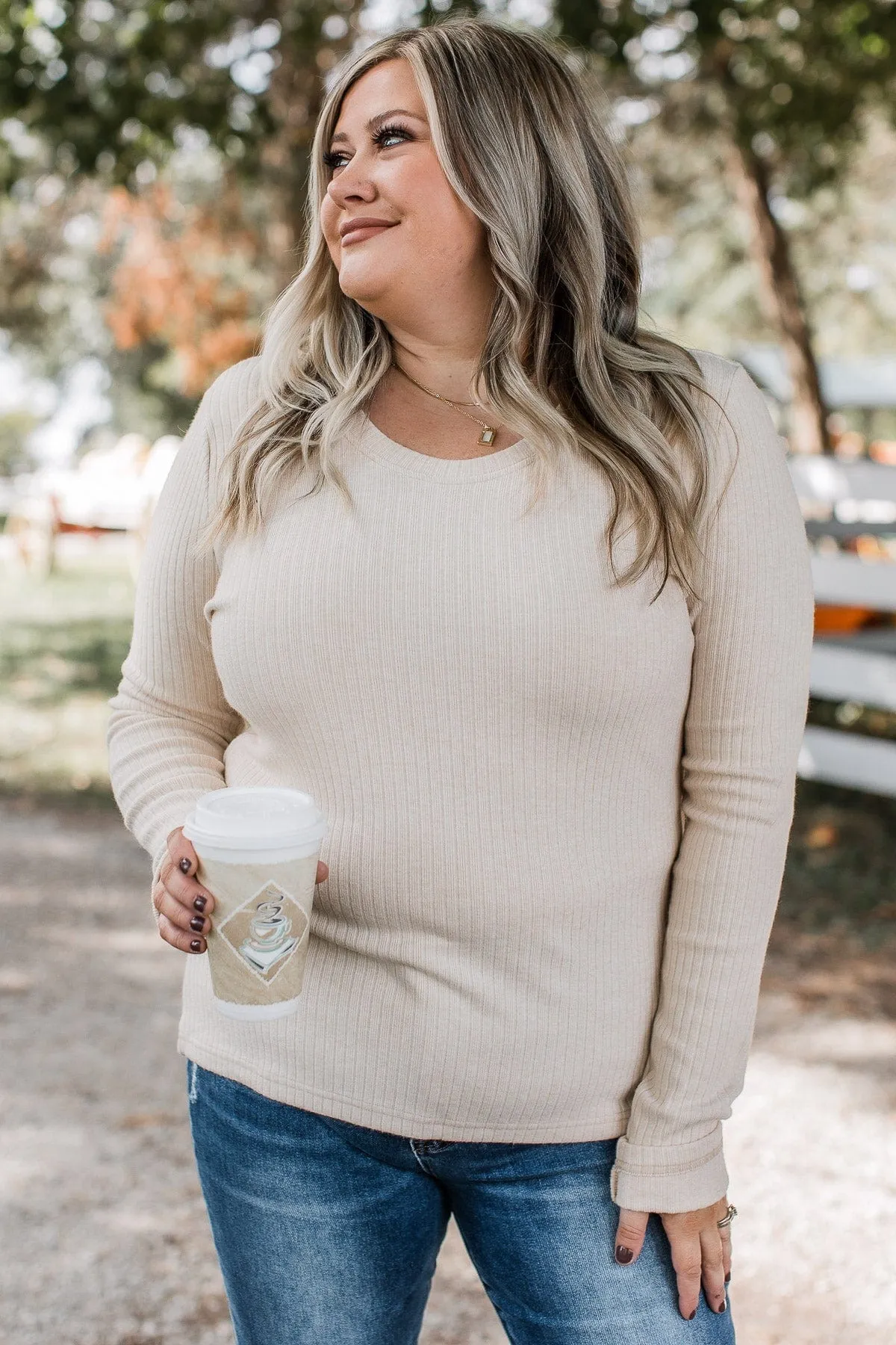 Finding Myself Ribbed Knit Top- Cream
