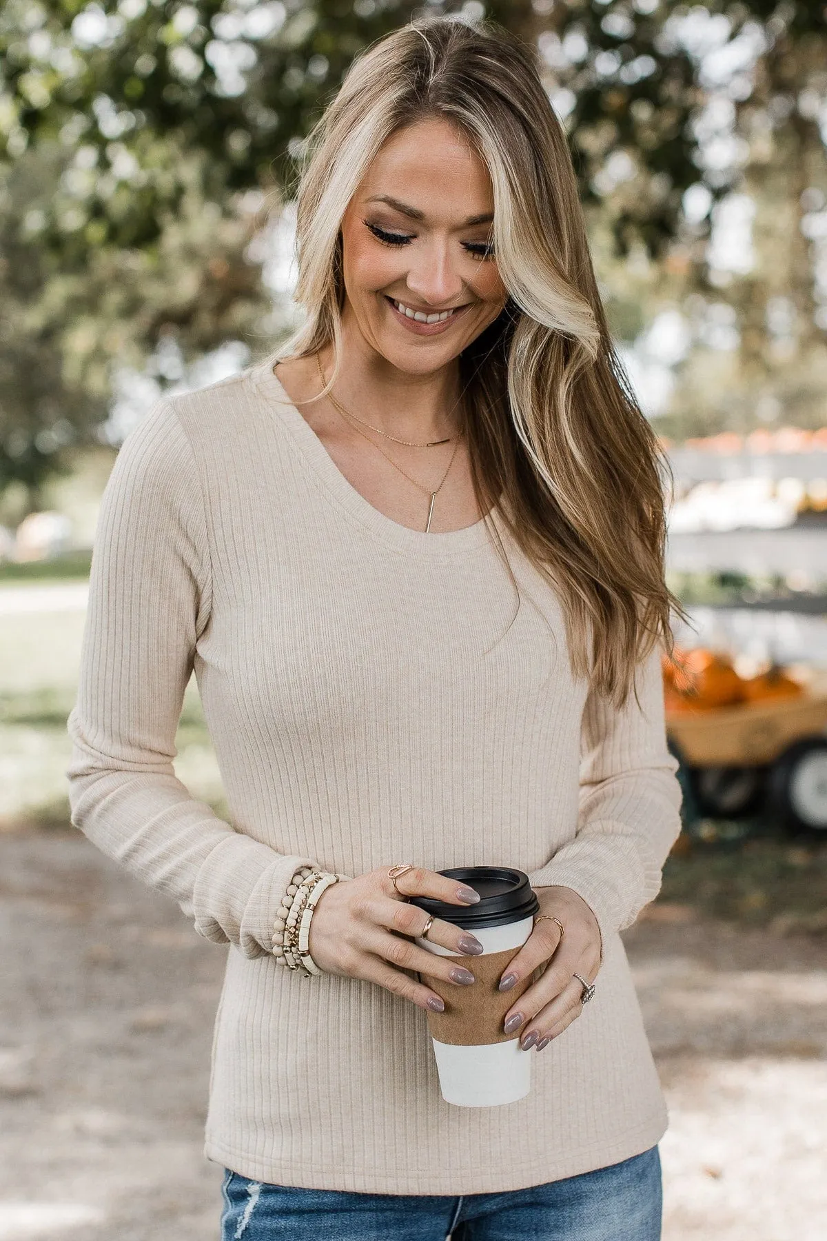 Finding Myself Ribbed Knit Top- Cream