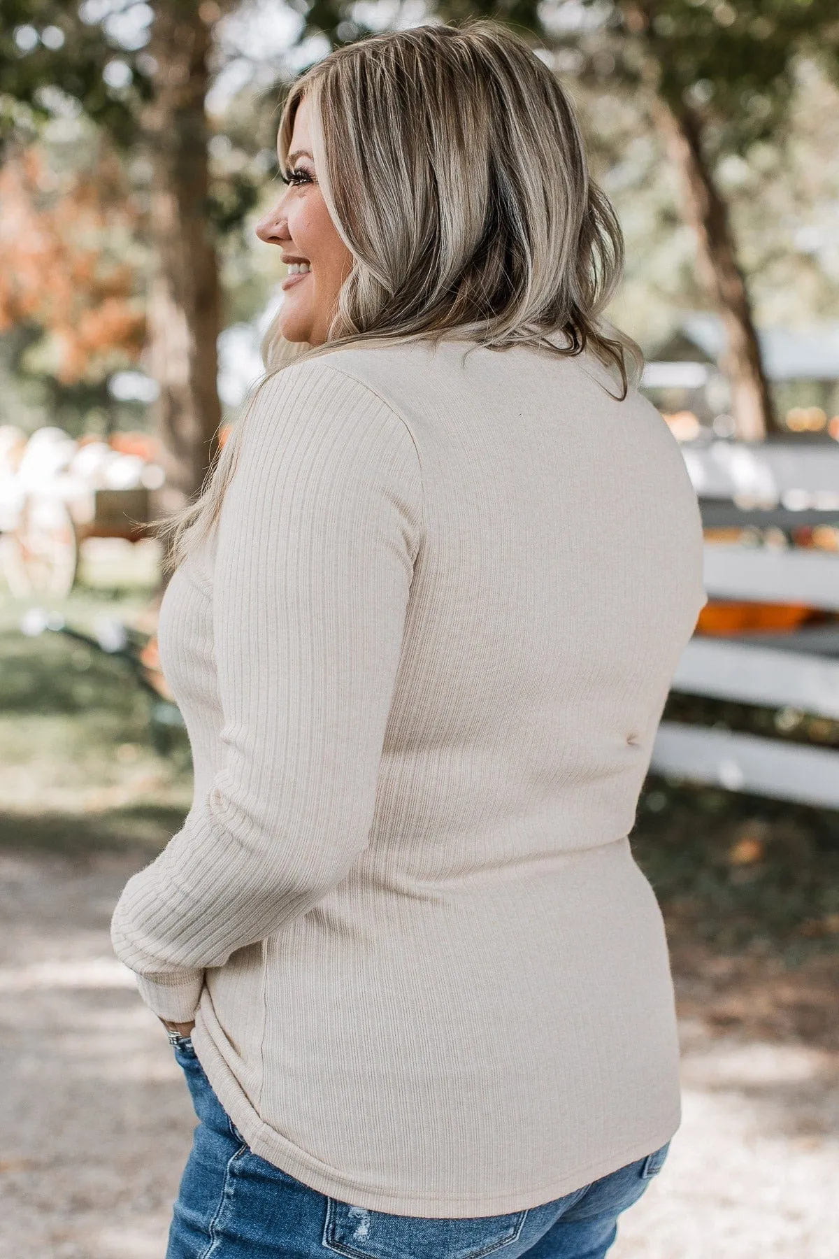 Finding Myself Ribbed Knit Top- Cream