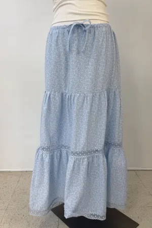 Floral & Stretch Lace Maxi Skirt
